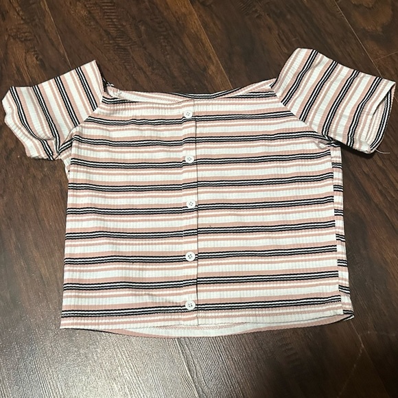 Striped Off the shoulder Tee - Picture 1 of 1